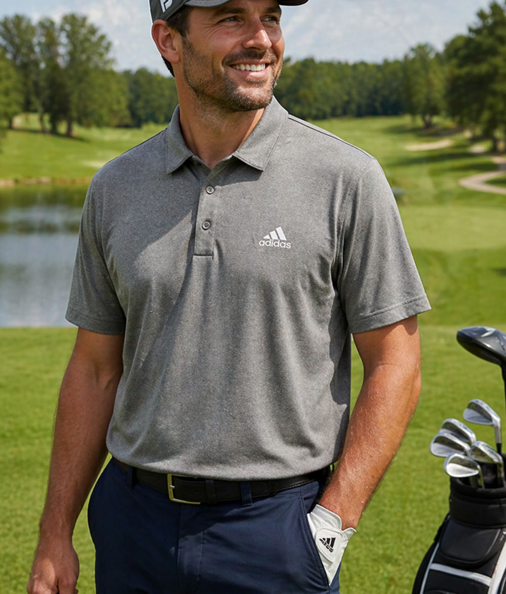 Adidas Men’s Golf Polo Shirt XL Gray Short Sleeve Performance Logo Athletic Top